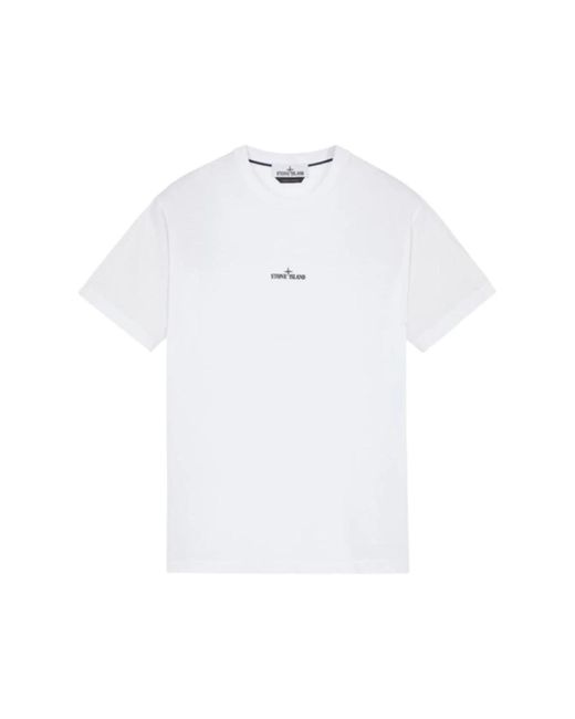 Stone Island Weißes baumwoll-jersey t-shirt mit kurzen ärmeln stamp two rückendruck in White für Herren