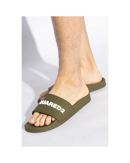 DSquared² Rubber Slides Mit Logo in Green für Herren