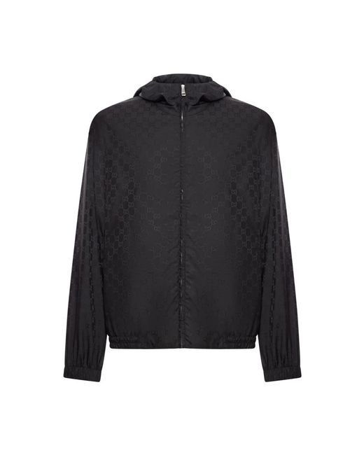 Gucci Jacke Aus Gg Nylonjacquard Mit Reißverschluss, Grösse in Black für Herren