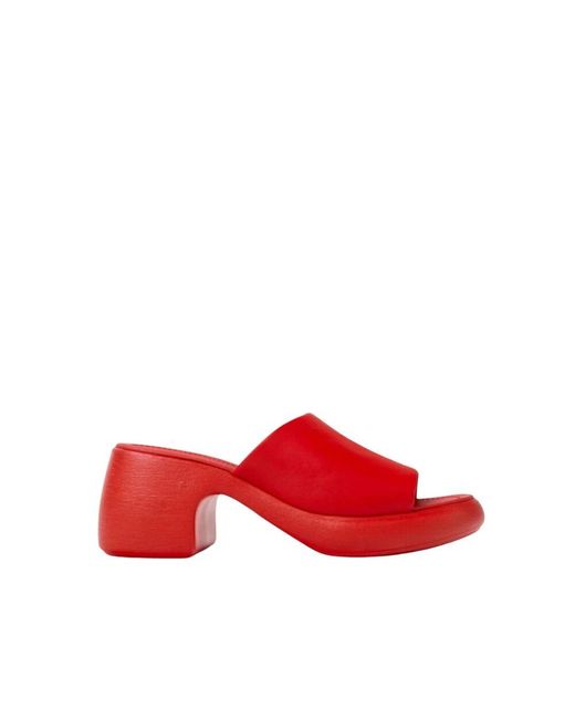 Camper Red Rote Chunky Heel Sandalen