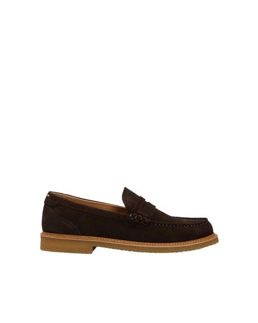 Boss Wildleder Slip-On Penny Loafers in Brown für Herren