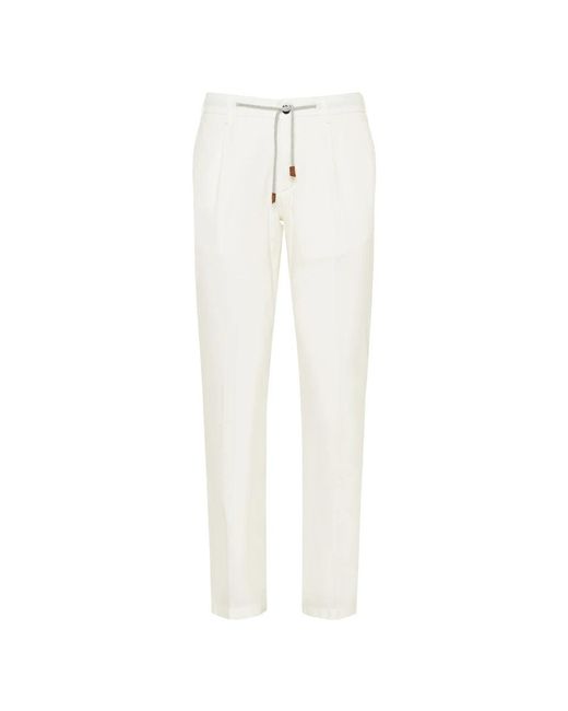 Eleventy White Straight Trousers for men