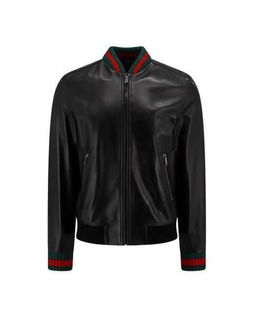 Gucci Black Leather Jackets for men