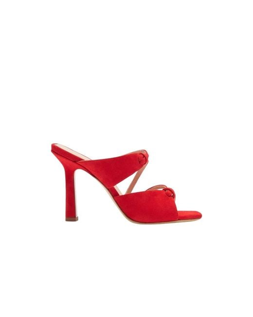 Scarosso Red Heeled Mules