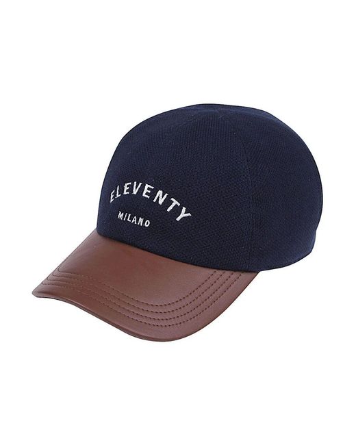 Eleventy Leder Visor Hat in Blue für Herren