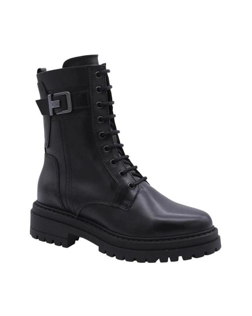 Nero Giardini Black Lace-Up Boots