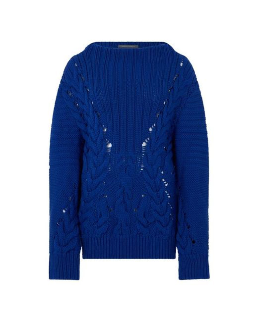 Alberta Ferretti Blue Round-Neck Knitwear