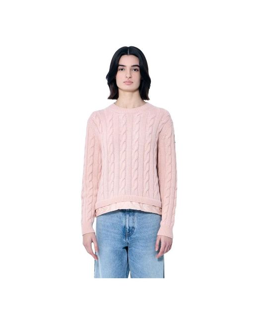 Round-Neck Knitwear di Moncler in Red