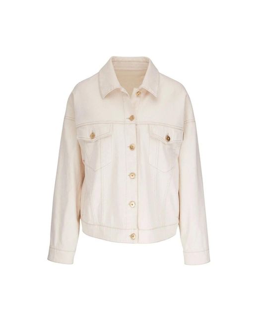 Ecru cotone colletto classico giacca di Brunello Cucinelli in White