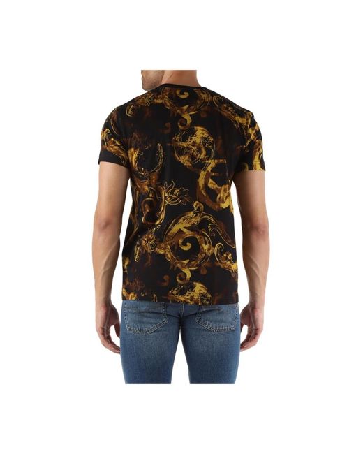 Versace Slim fit baumwoll t-shirt mit all-over print in Black für Herren