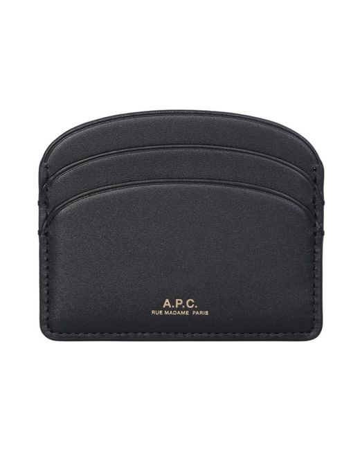 A.P.C. Accessoires ,Zwart ,Leer Demi-Lune Kaarthouder in het Black