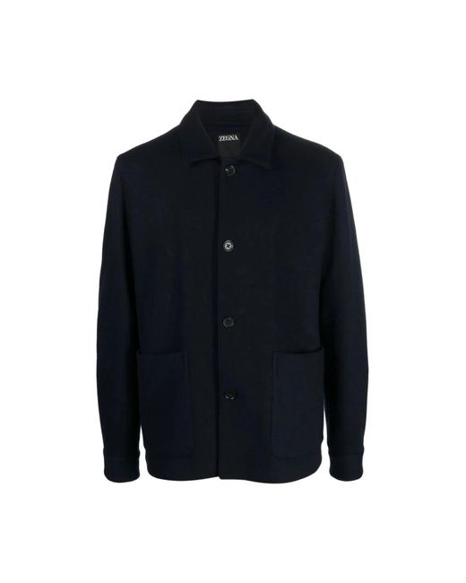 Zegna Marineblauer Woll-Kaschmir Mantel in Blue für Herren