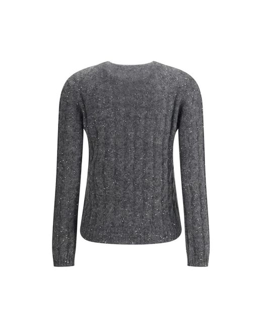 Brunello Cucinelli Gray V-Neck Knitwear