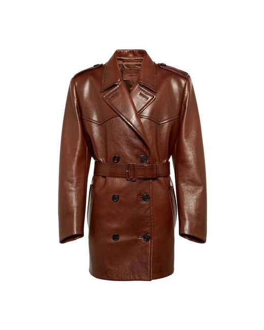 Prada Brown Double-Breasted Coats