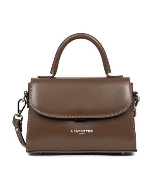 Lancaster Brown Elegante Umhängetasche Mit Metallverschluss