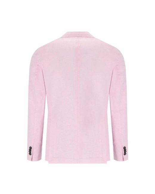 Manuel Ritz Rosa Baumwoll Leinen Jacke Slim Fit in Pink für Herren