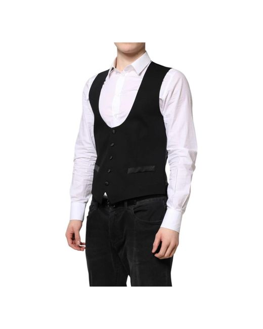 Dolce & Gabbana Black Waistcoats for men