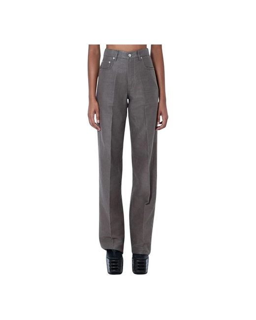 Rick Owens Gray Straight Trousers