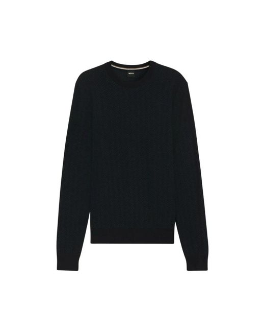 HUGO Black Round-Neck Knitwear for men