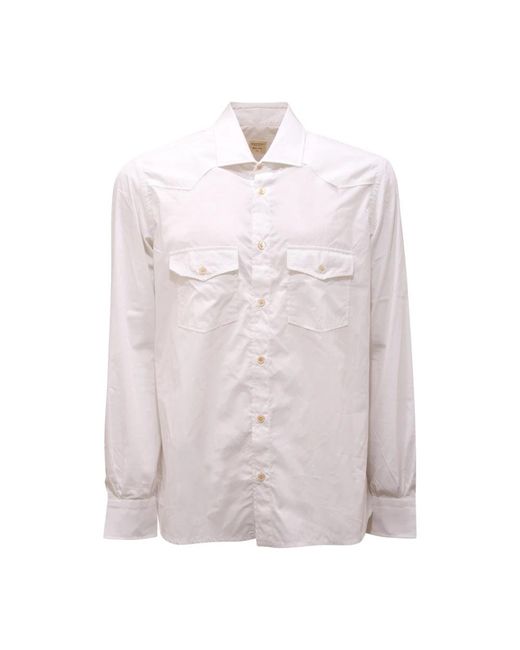 Mazzarelli Camicia Puglia Texana 41 Col. 1 Bianco in het Pink voor heren