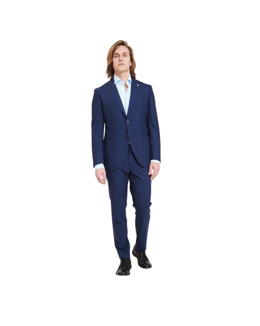 Luigi Bianchi Blue Single Breasted Suits for men