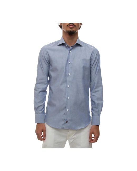 Camicia con stampa micro e collo a camicia di Carrel in Blue da Uomo