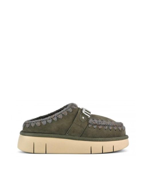 Mou Schoenen ,Groen ,Suède Groene Suède Instap Sneakers in het Brown