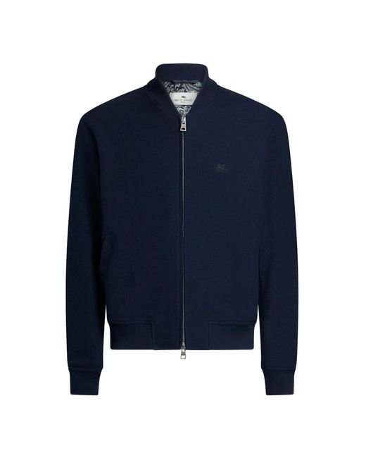 Etro Jassen ,Blauw ,Katoen Blauw Katoenen Bomberjack Met Paisley Voering in het Blue voor heren