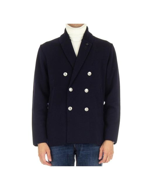 Lardini Blue Double-Breasted Coats for men