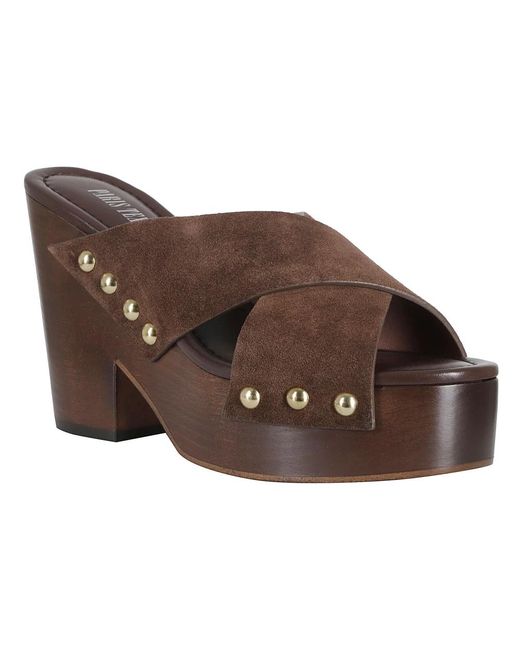 Paris Texas Brown Heeled Mules
