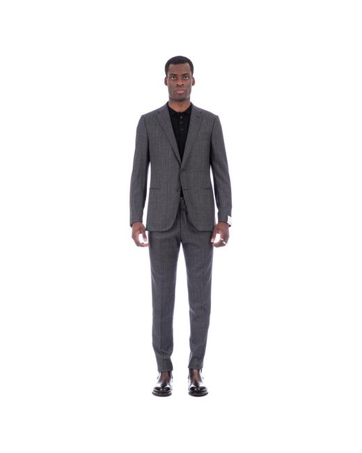 Caruso Black Single Breasted Suits for men