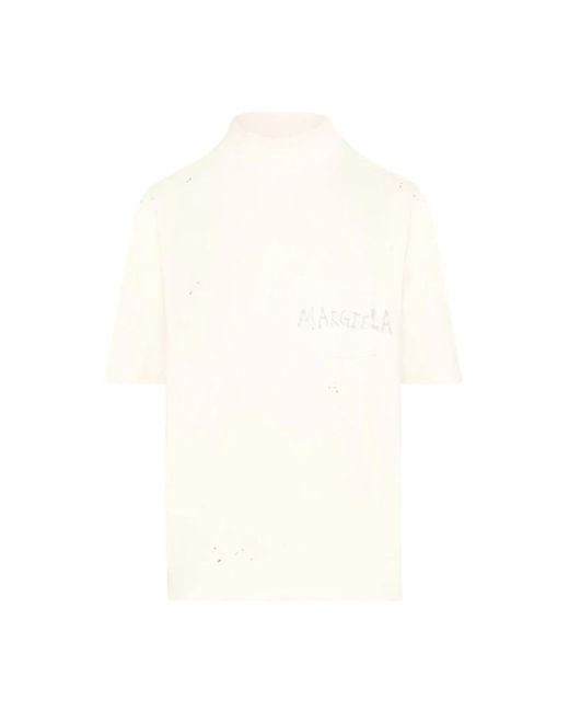 Maison Margiela Handgeschriebener print rollkragen t-shirts und polos in White für Herren