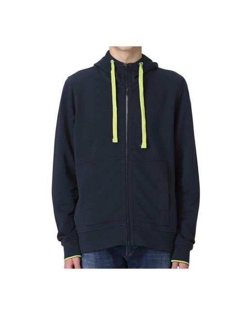 Blauer Hoodies & Sweatvesten ,Blauw ,Katoen Blauwe Hoodie Met Rits Van Katoen in het Blue voor heren