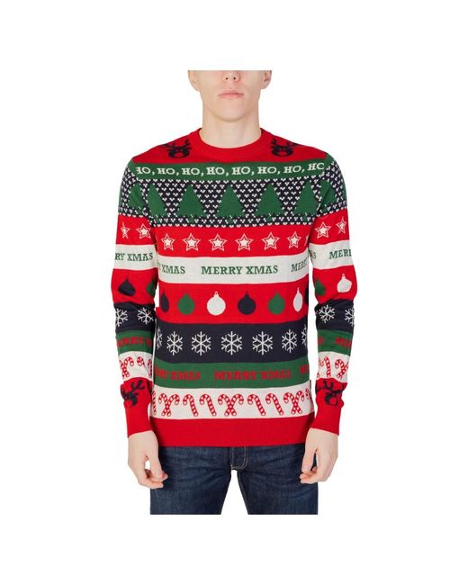 Only & Sons Red Round-Neck Knitwear for men