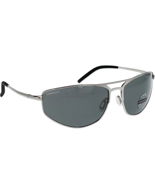 Serengeti Stilvolle shiny silver sonnenbrille mit polarisierten gläsern in Gray für Herren