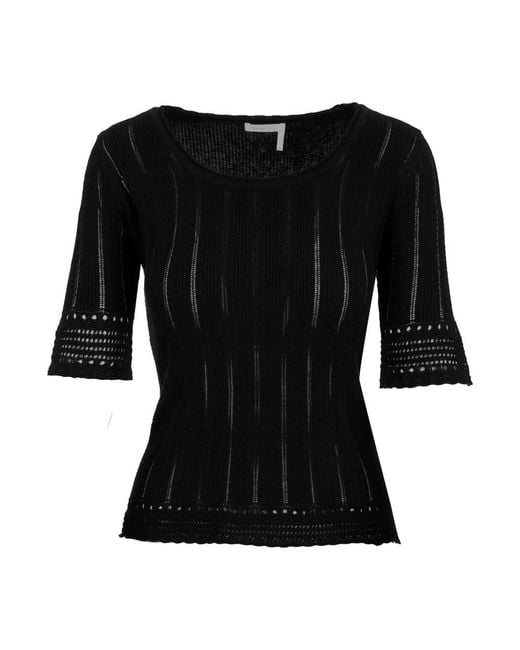See By Chloé Black Round-Neck Knitwear
