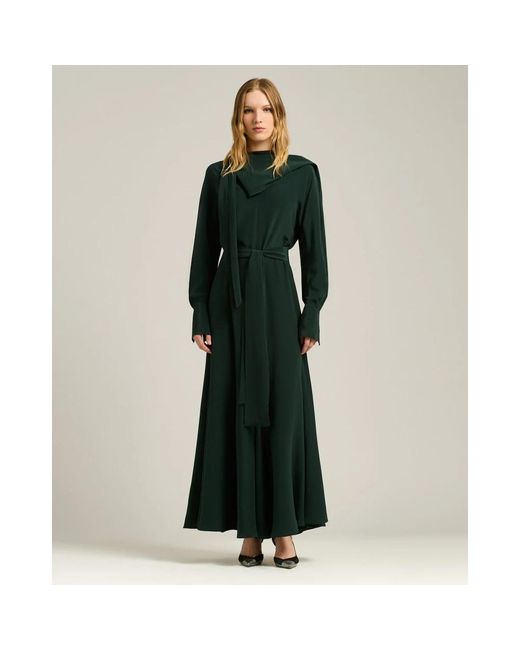 Kiton Kleedjes ,Groen ,Zijden Elegante Jurk in het Black