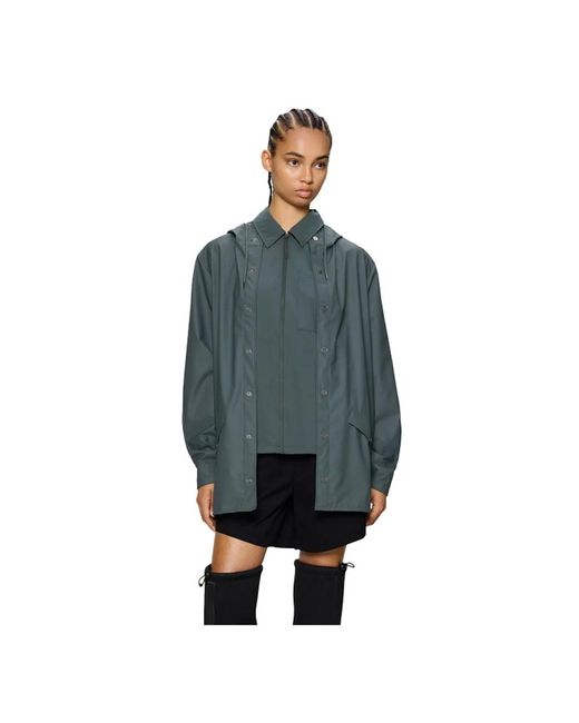 Rains Long Jacket W3 in het Blue