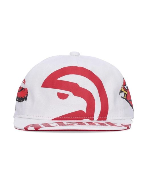Mitchell & Ness Accessoires ,Wit ,Katoen Atlanta Hawks Platte Klep Pet in het Red voor heren