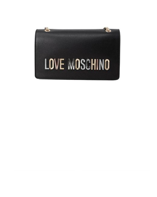 Love Moschino Black Schultertasche mit clip-verschluss