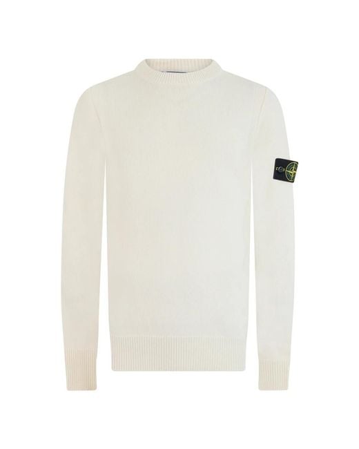 Stone Island White Round-Neck Knitwear for men