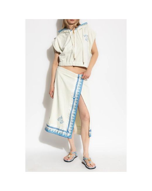 Versace Jassen ,Wit ,Katoen Capuchonvest in het Metallic