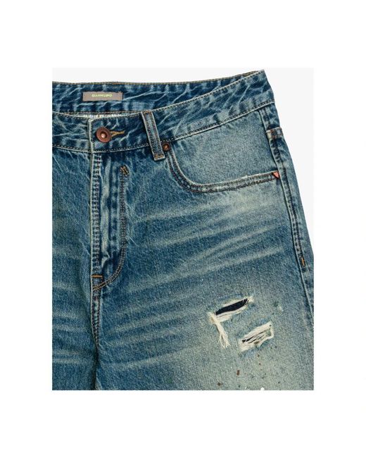 Gianni Lupo Herren Distressed Denim Bermuda Shorts in Blue für Herren