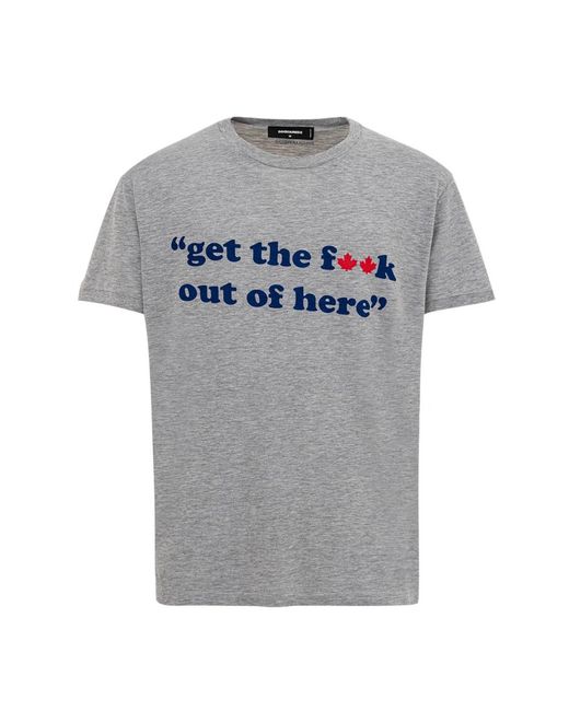 DSquared² Tops ,Grijs ,Katoen Katoenen T-Shirt Met 'Get The F**K. Print in het Gray voor heren