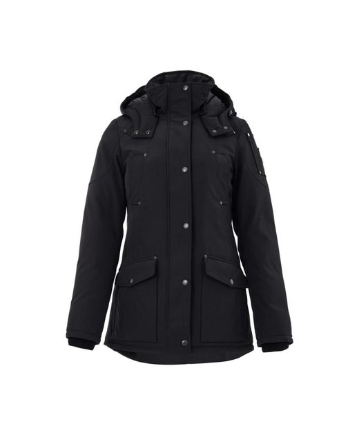 Moose Knuckles Jassen ,Zwart ,Katoen Field Jacket Con Cappuccio in het Black