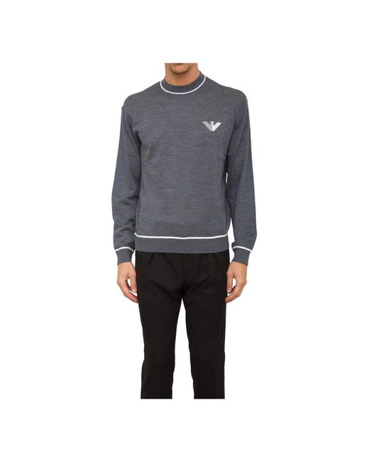 Emporio Armani Gray Round-Neck Knitwear for men