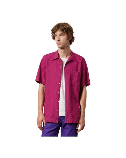 Massimo Alba Kurzarm leinenhemd in Purple für Herren