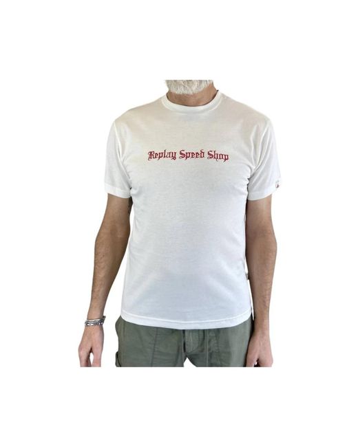 Replay Wit T-Shirt Met Rode Tekeningen in het White voor heren