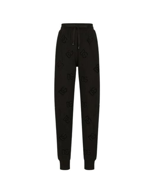 Dolce & Gabbana Black Logo-Embroidered Drawstring-Waistband Track Pants