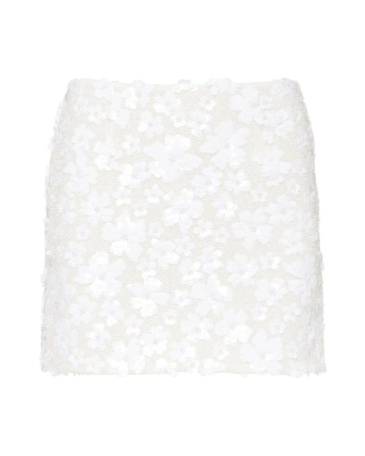 Michael Kors White Weißer Pailletten Blumen Minirock